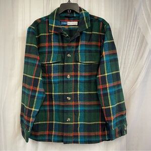 Old Navy Multicolor Plaid Flannel Shacket Jacket Shirt Medium Boxy Pockets